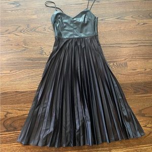 Zara faux leather top/pleated silk bottom dress